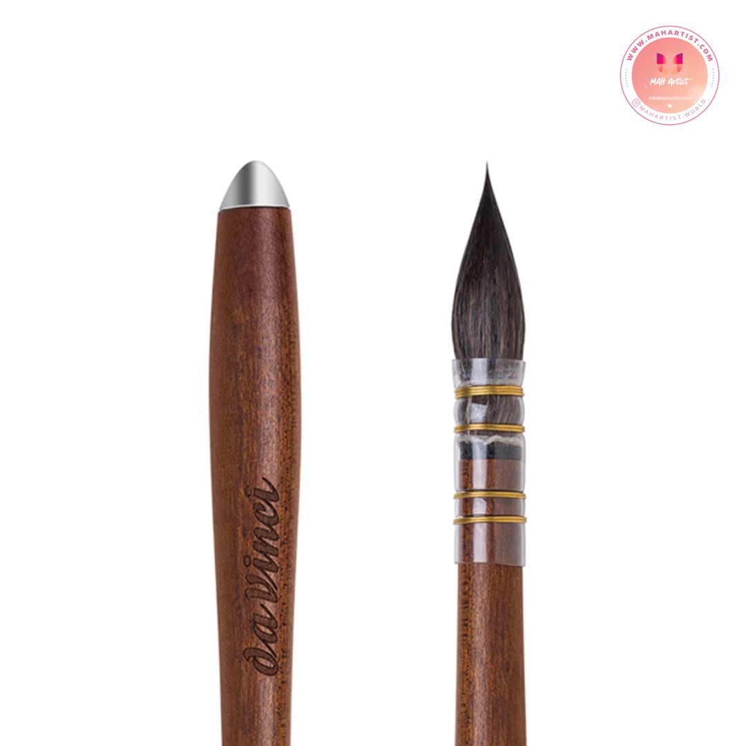 قلم موی داوینچی دست ساز مدل شستشوی سنتی  با موی طبیعی سنجاب آبی سری 499 سایز 3