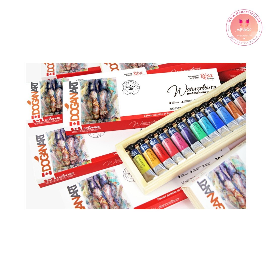 Rosa Tube watercolor set, Degan Art series, made in Ukraine - 14 color