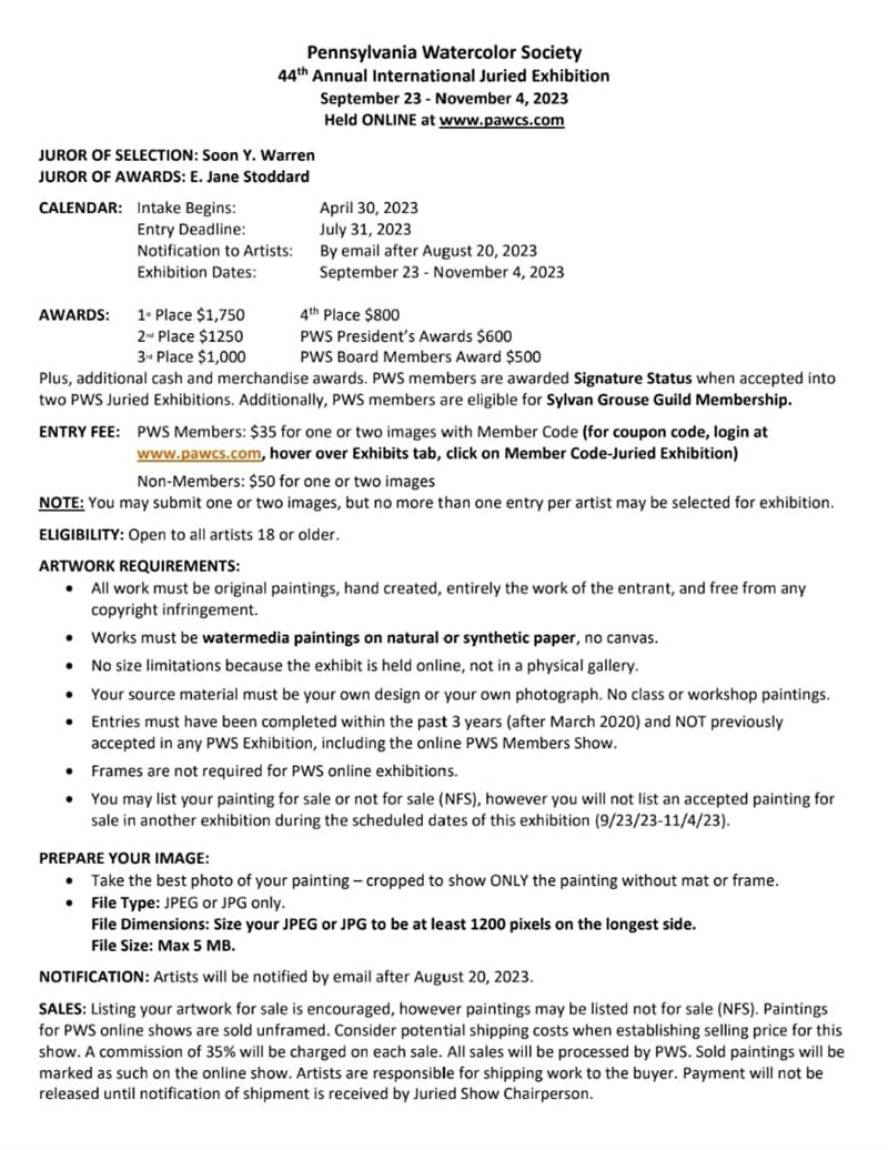 44th Annual Pennsylvania International Watercolor Exhibition