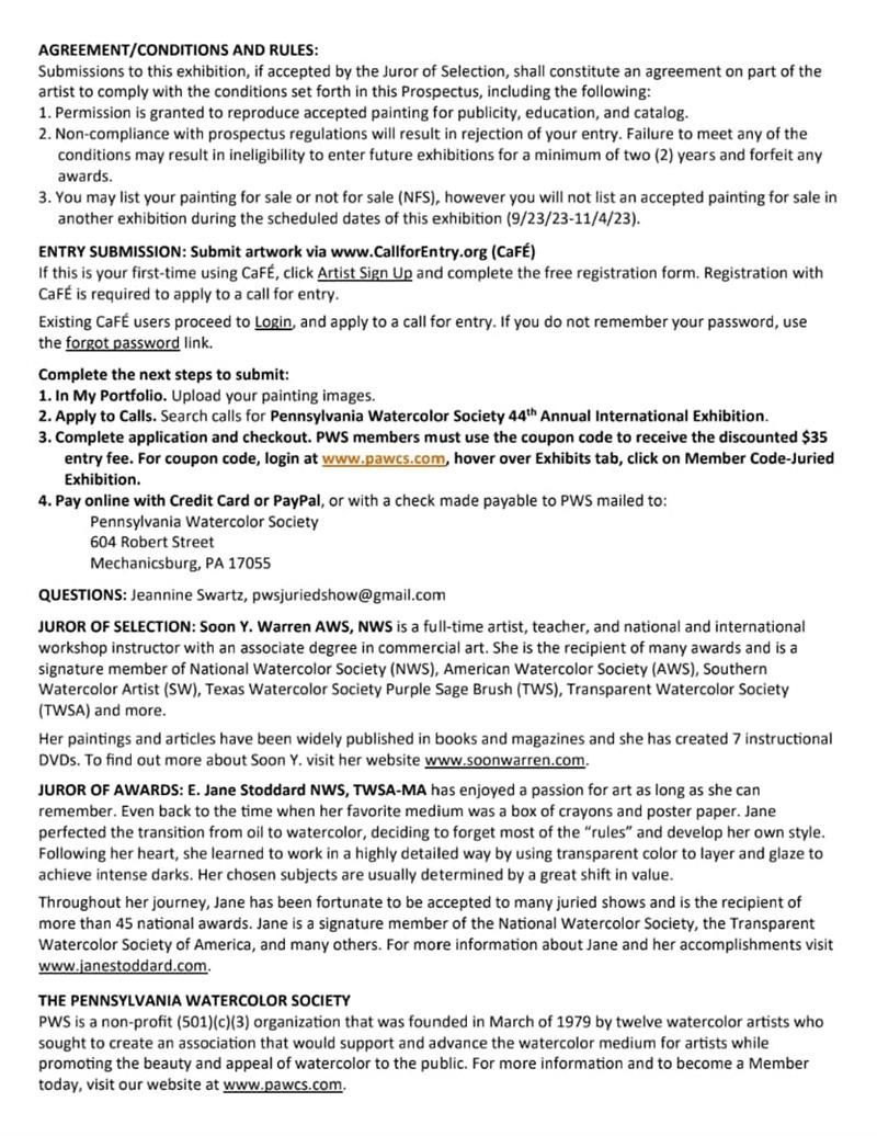 44th Annual Pennsylvania International Watercolor Exhibition