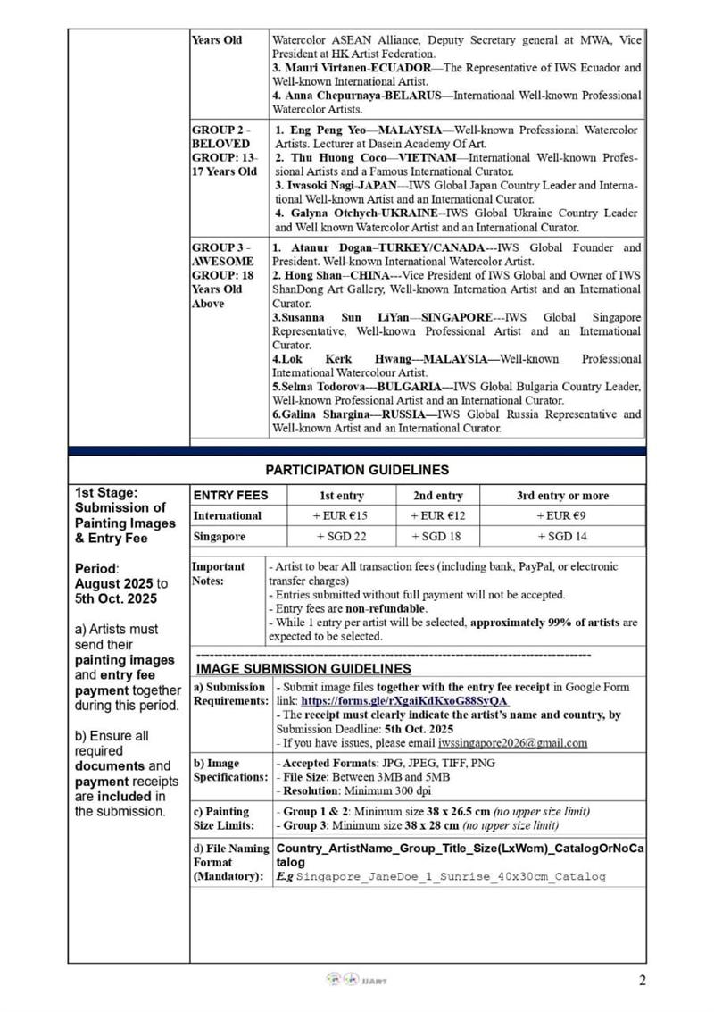 3rd IWS Singapore International Watercolour Exhibition Competition