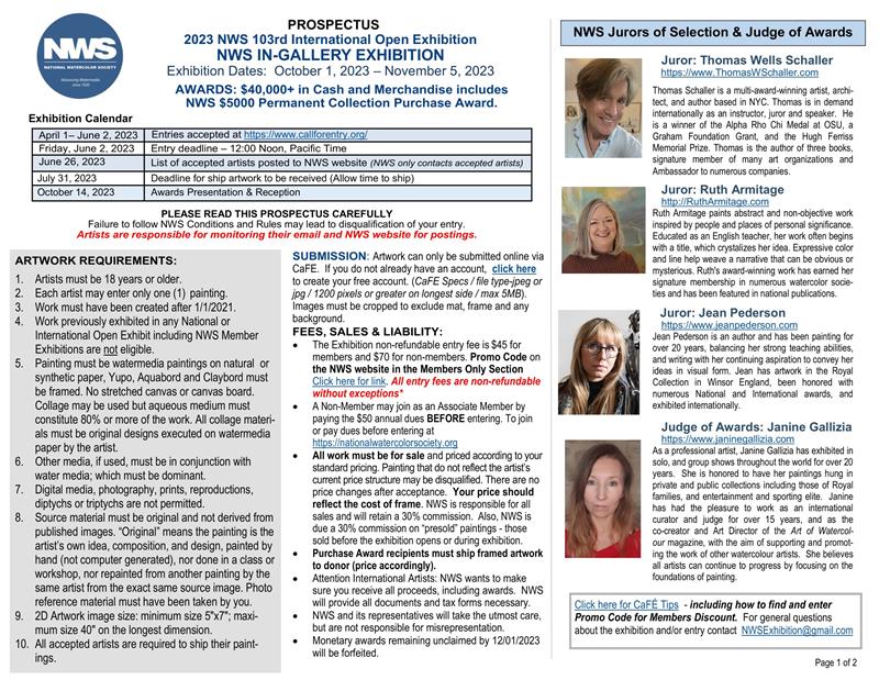 2023 NWS 103rd International Open Exhibition